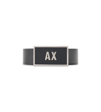 Armani Exchange Conjunto de cinturn de piel con dos pasadores negro