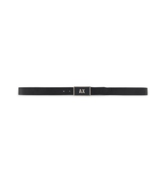 Armani Exchange Conjunto de cinturn de piel con dos pasadores negro