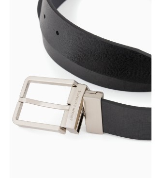 Armani Exchange Conjunto de cinturn de piel con dos pasadores negro