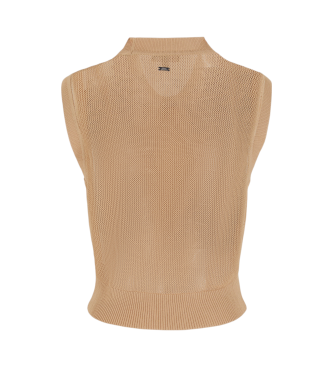 Armani Exchange Mouwloze beige top met ronde hals