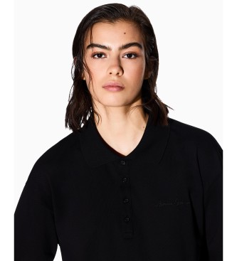 A|X Armani Exchange Polo elástico de piquet de algodão Essential Logo Signature preto