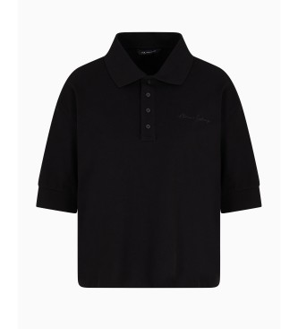 A|X Armani Exchange Polo elástico de piquet de algodão Essential Logo Signature preto