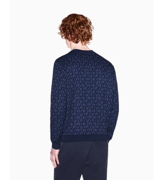 A|X Armani Exchange Navy jacquard jersey