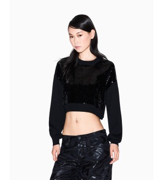 A|X Armani Exchange Camisola preta com lantejoulas