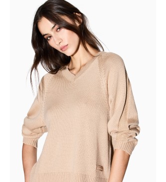 A|X Armani Exchange Camisola bege com decote em V