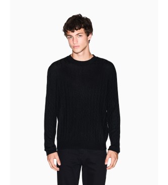 AIX Armani Exchange Pulover z logotipom črn