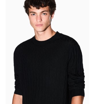 AIX Armani Exchange Pulover z logotipom črn
