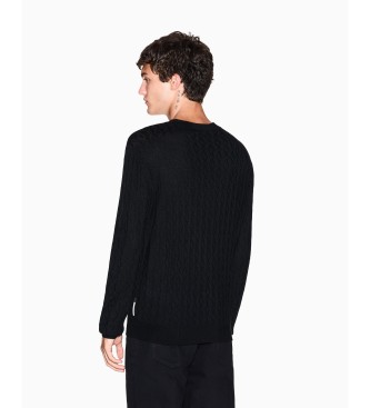 AIX Armani Exchange Pulover z logotipom črn
