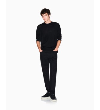 AIX Armani Exchange Pulover z logotipom črn