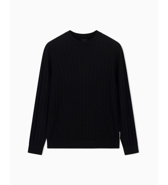 AIX Armani Exchange Pulover z logotipom črn