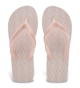 Armani Exchange Pink logo flip flops 