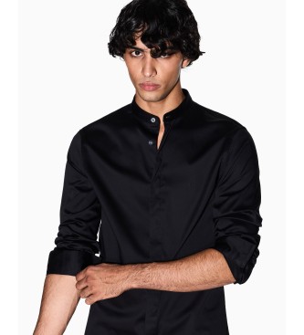 A|X Armani Exchange Koszula z kołnierzykiem mandarynkowym czarna