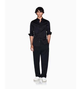 A|X Armani Exchange Koszula z kołnierzykiem mandarynkowym czarna