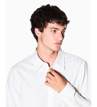 Armani Exchange Srajca z logotipom Jacquard bela