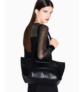 A|X Armani Exchange Shoppingv�ska med dubbel logotyp svart