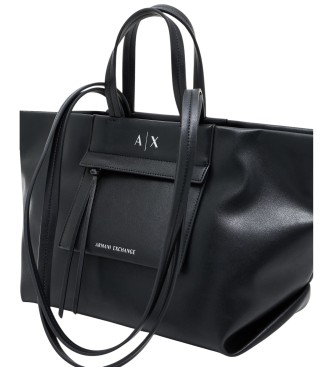 A|X Armani Exchange Shoppingv�ska med dubbel logotyp svart