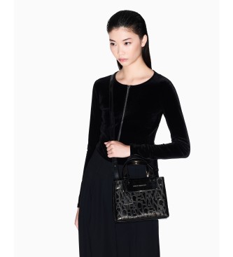 A|X Armani Exchange Bolso shopper con diseño en relieve y colgante extraíble negro