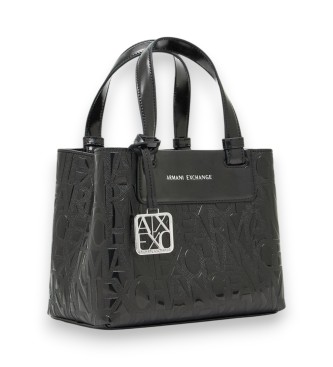 A|X Armani Exchange Bolso shopper con diseño en relieve y colgante extraíble negro
