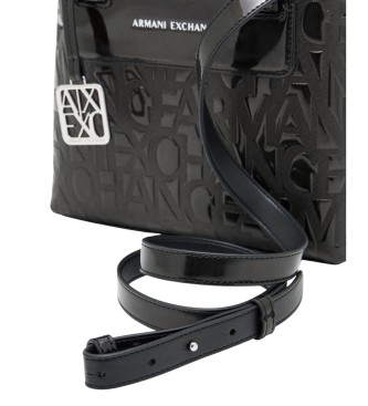 A|X Armani Exchange Bolso shopper con diseño en relieve y colgante extraíble negro