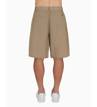 Armani Exchange Shorts i beige nylonseersucker