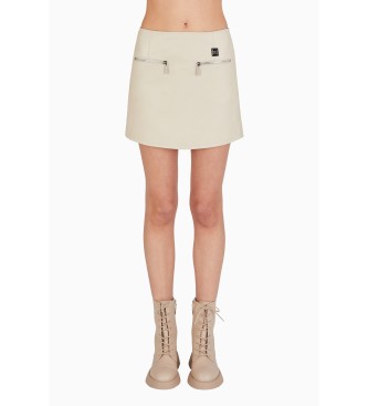 Armani Exchange Leren minirok met rits beige