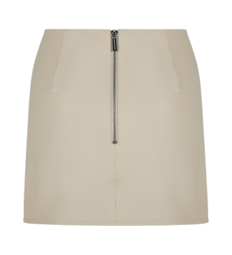 Armani Exchange Leren minirok met rits beige