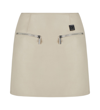 Armani Exchange Mini-nederdel i lder med lynlslommer beige