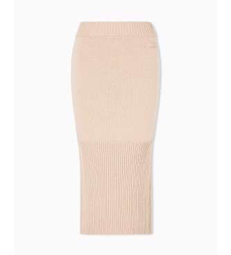 A|X Armani Exchange Saia midi com nervuras bege