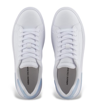 Armani Exchange White logo leather trainers