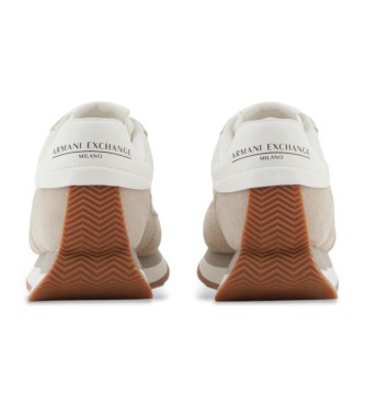 A|X Armani Exchange Skórzane kapcie Armonia w kolorze beżowym