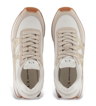 A|X Armani Exchange Skórzane kapcie Armonia w kolorze beżowym