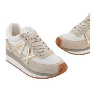 A|X Armani Exchange Skórzane kapcie Armonia w kolorze beżowym