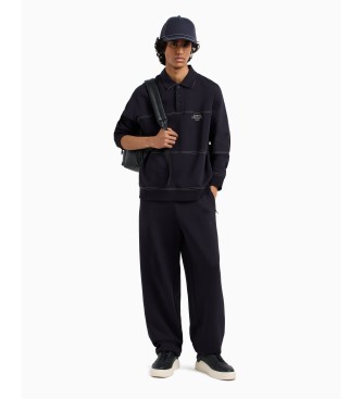 Armani Exchange Polo in poliestere blu navy