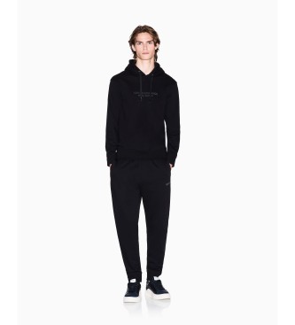 A|X Armani Exchange Moletom básico com capuz de algodão preto