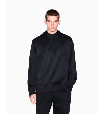 Armani Exchange Sweatshirt med halv lynls, sort