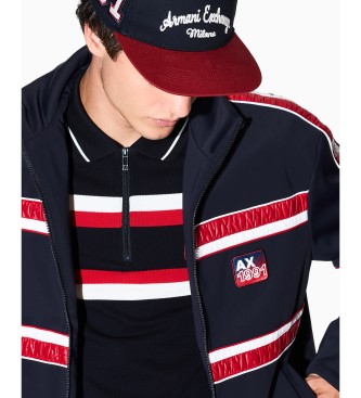 A|X Armani Exchange Sweatshirt mit Kapuze und marineblauen Kontraststreifen