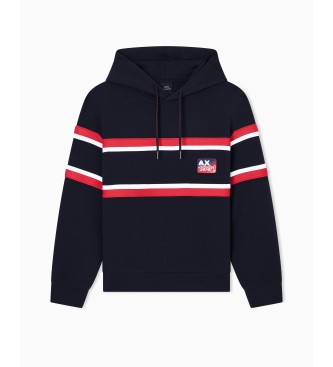 A|X Armani Exchange Sweatshirt mit Kapuze und marineblauen Kontraststreifen