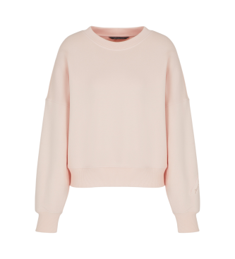 Armani Exchange Round-neck sweatshirt with wide fit and dropped shoulders pink