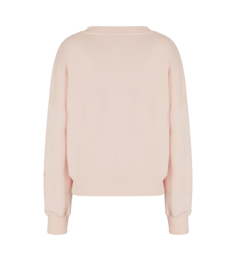 Armani Exchange Round-neck sweatshirt with wide fit and dropped shoulders pink