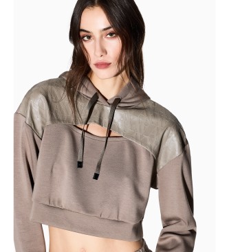 A|X Armani Exchange Short sweatshirt with brown cut