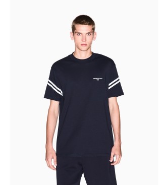 AIX Armani Exchange Granatowa koszulka z kontrastową lamówką