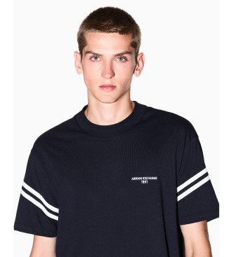 AIX Armani Exchange Granatowa koszulka z kontrastową lamówką