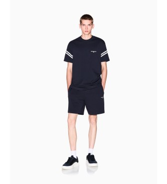 AIX Armani Exchange Granatowa koszulka z kontrastową lamówką
