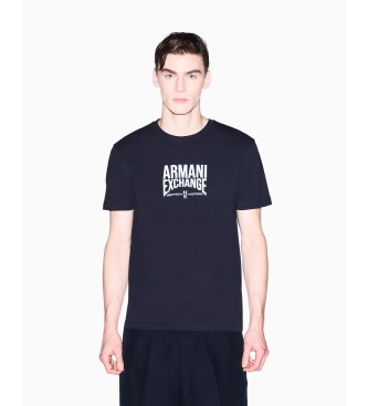 A|X Armani Exchange Majica Basic Slim Fit mornarsko modra