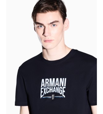 A|X Armani Exchange Majica Basic Slim Fit mornarsko modra