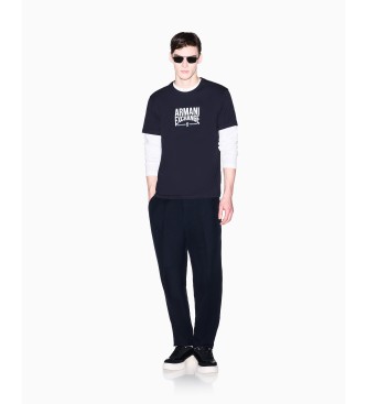 A|X Armani Exchange Majica Basic Slim Fit mornarsko modra