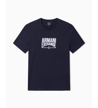 A|X Armani Exchange Majica Basic Slim Fit mornarsko modra