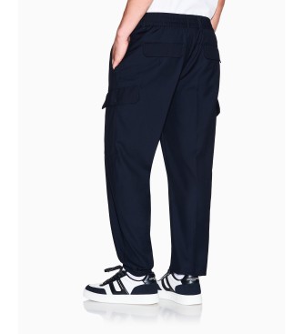 A|X Armani Exchange Hlače Cargo z vrvico v mornariški barvi