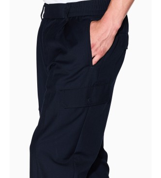 A|X Armani Exchange Hlače Cargo z vrvico v mornariški barvi