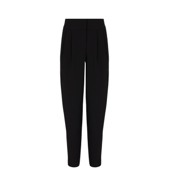 Armani Exchange Broek met hoge taille en onzichtbare drukknoopsluiting zwart